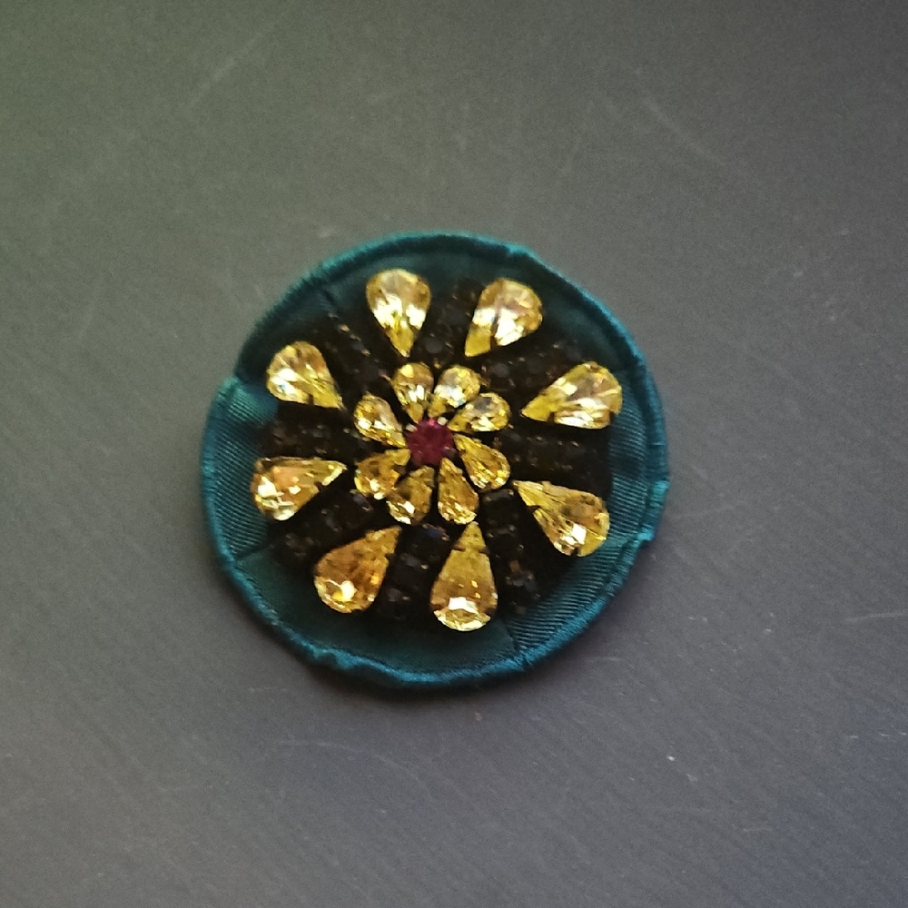 Teal and Gold Brooch - J Crew
